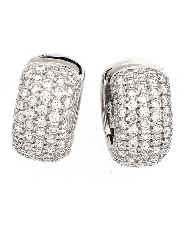 18KW Paved Huggie Earrings with Diamonds: 2.90cts
